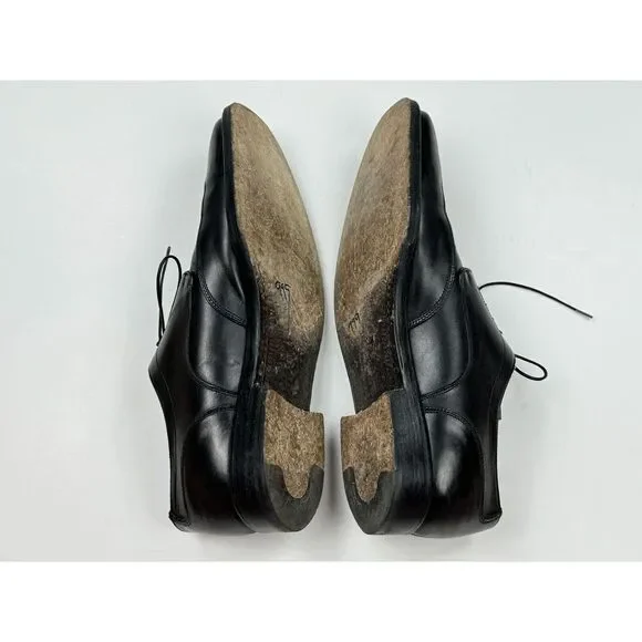 Salvatore Ferragamo Round Toe Derby Mens‎ 8.5 D Black Leather Dress Shoes Oxford